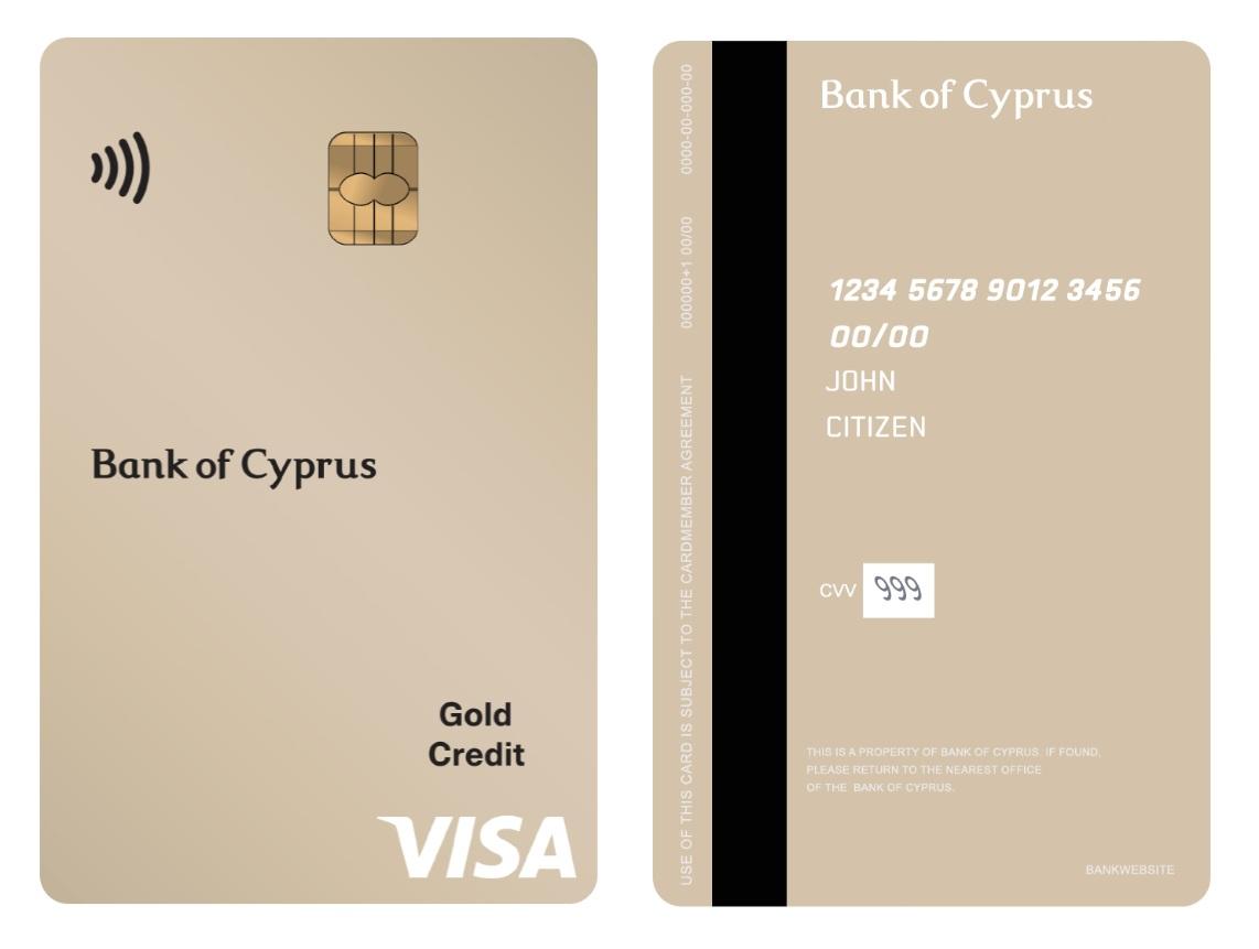 Cyprus Bank of Cyprus visa gold credit vertical card